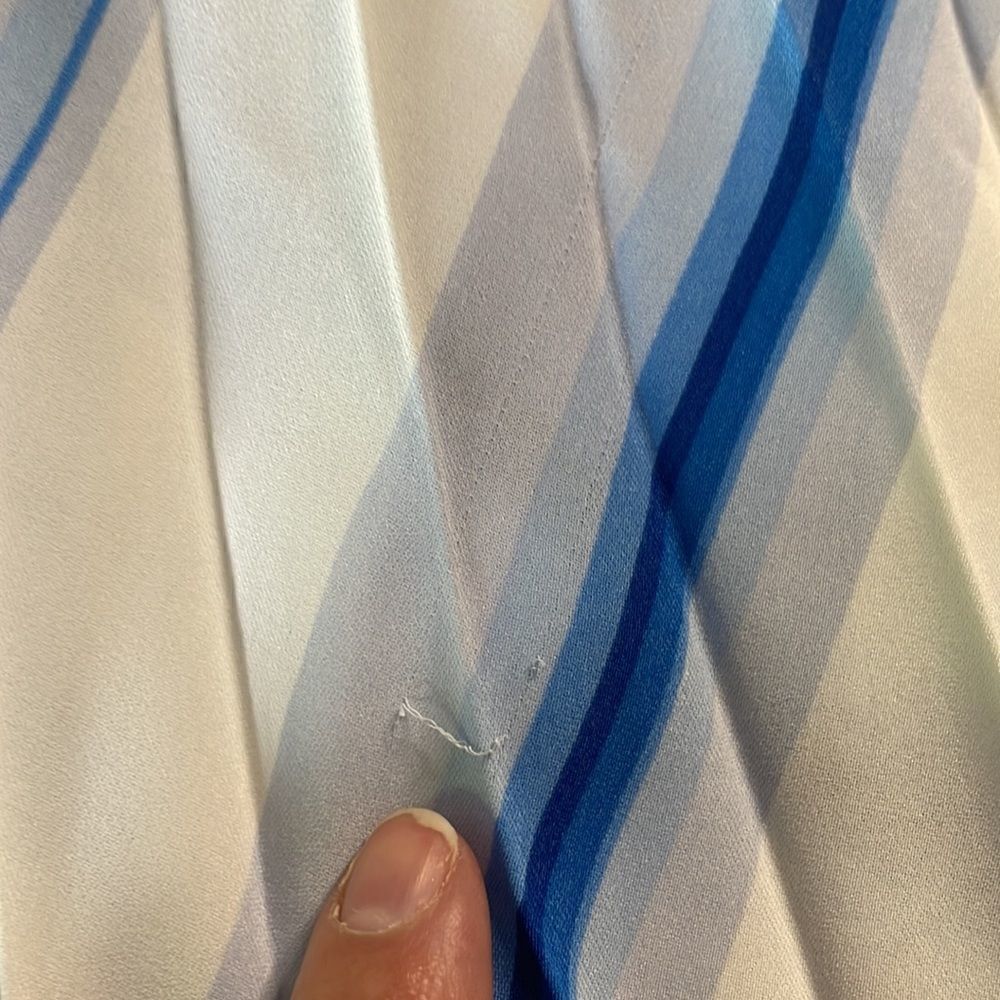 Nine West blue white accordion pleated shark bite hem high neck midi dress NEW - Picture 16 of 16